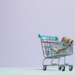 Cash inside a tiny shopping cart